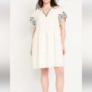 NWT Old Navy Embroidered Cottage-core Boho Mini Swing Dress  Size XL